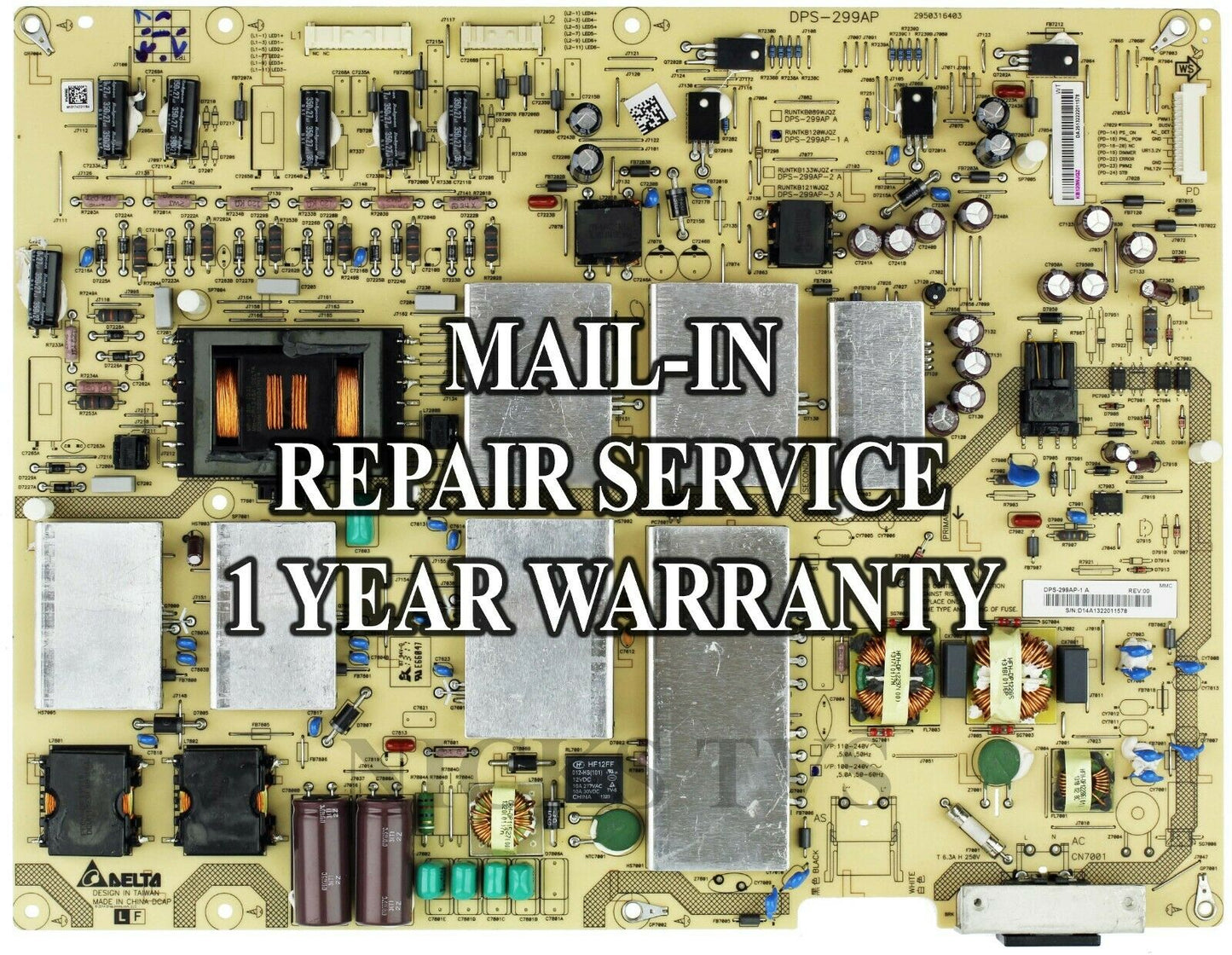 Mail-in Repair Service RUNTKB120WJQZ Power Supply DPS-299AP Sharp LC-80LE857U