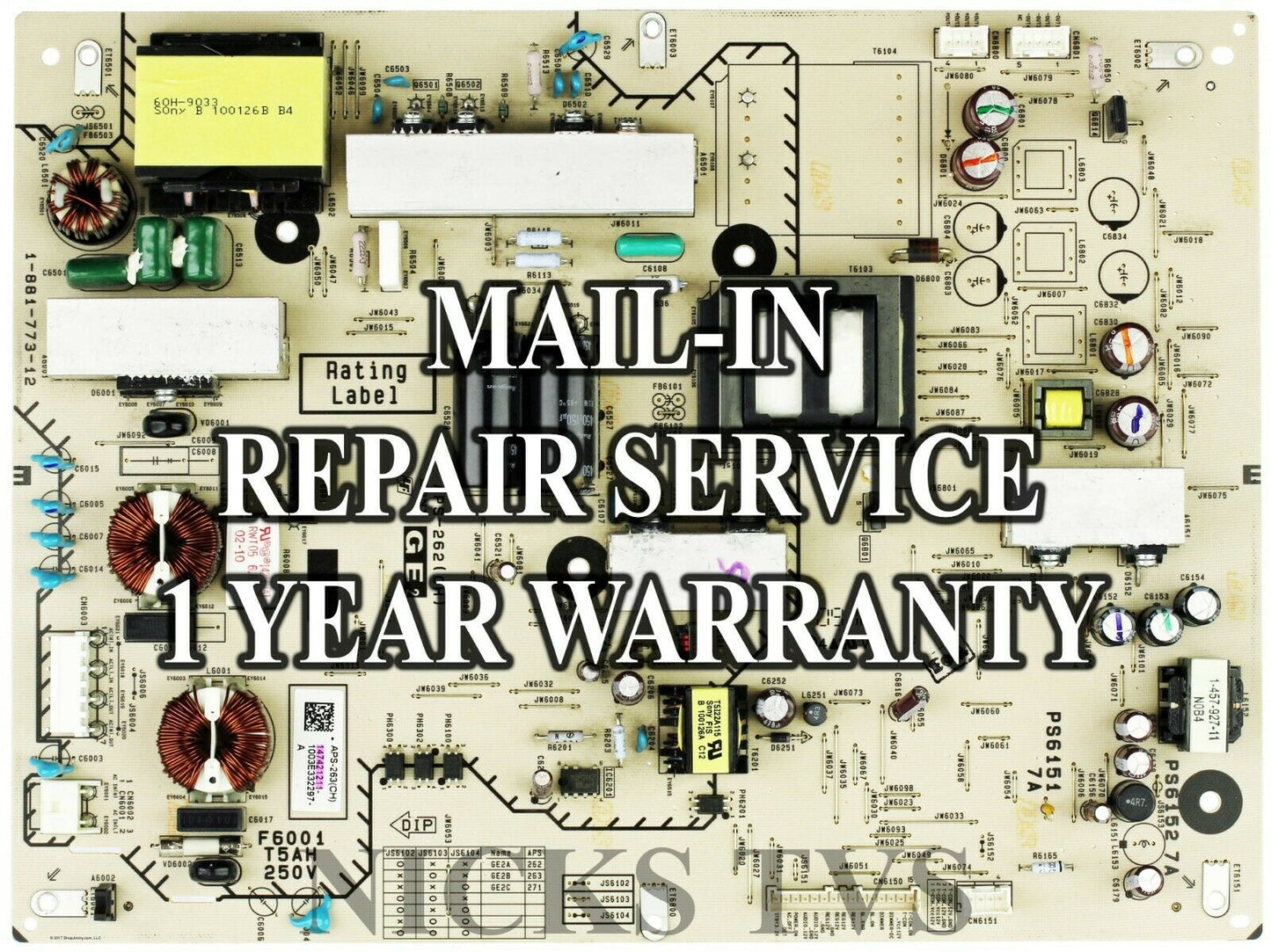 Mail-in Repair Service Sony 147421211 APS-263 Power Supply 1 YEAR WARRANTY